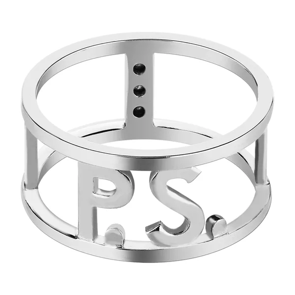 Родированное кольцо с кристаллами и фирменным знаком P.S. Ring Rhodium — модель kqhih68