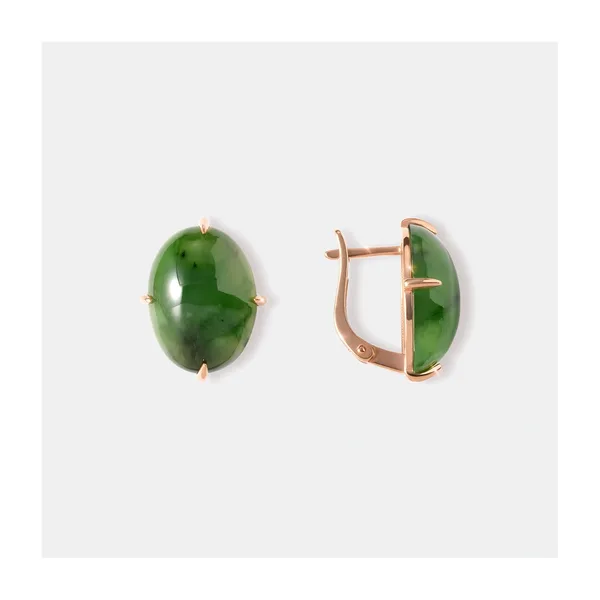 Серебряные серьги с нефритами — арт. 10522-006169