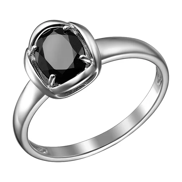 Серебряное кольцо с черным сапфиром