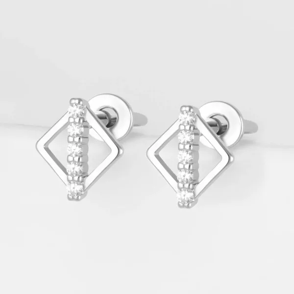 Серьги гвоздики из серебра с фианитами — арт. 000-366231