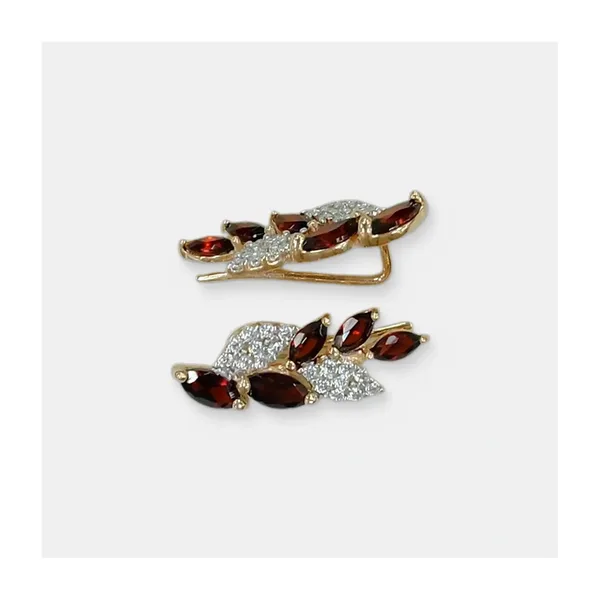 Серебряные серьги-каффы с гранатами — арт. 10522-006023