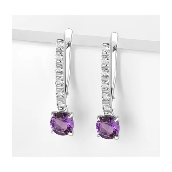 Серьги из серебра с аметистами и фианитами — арт. 000-386942
