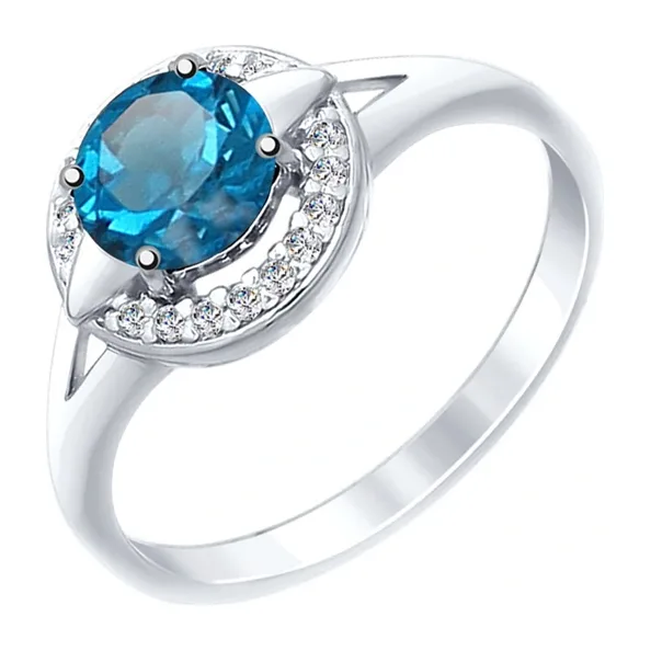 Кольцо из серебра с топазом и фианитами — арт. 000-325573