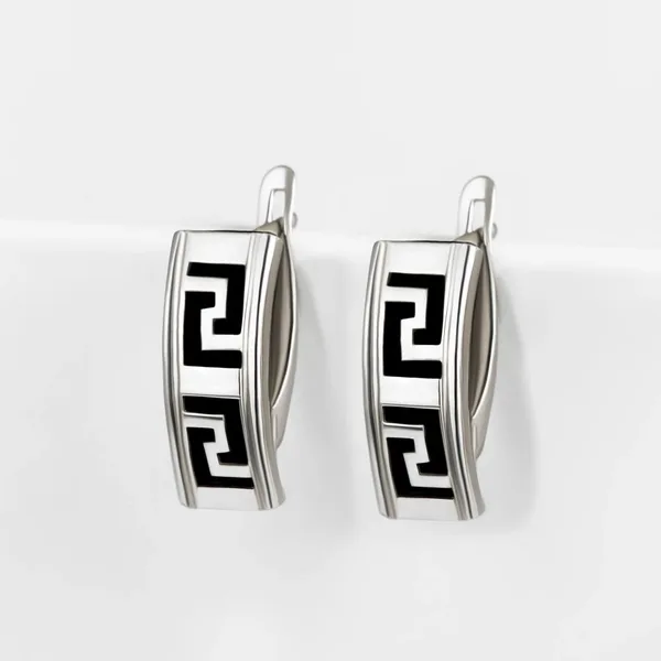 Серьги из серебра с каучуком — арт. 000-359073