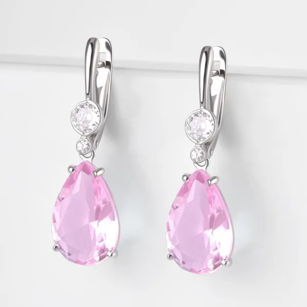 Серьги из серебра 925 пробы с синтетическими камнями и кварцем — арт. 000-381586