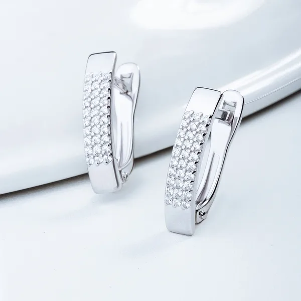 Серьги из серебра с фианитами — арт. 000-310797