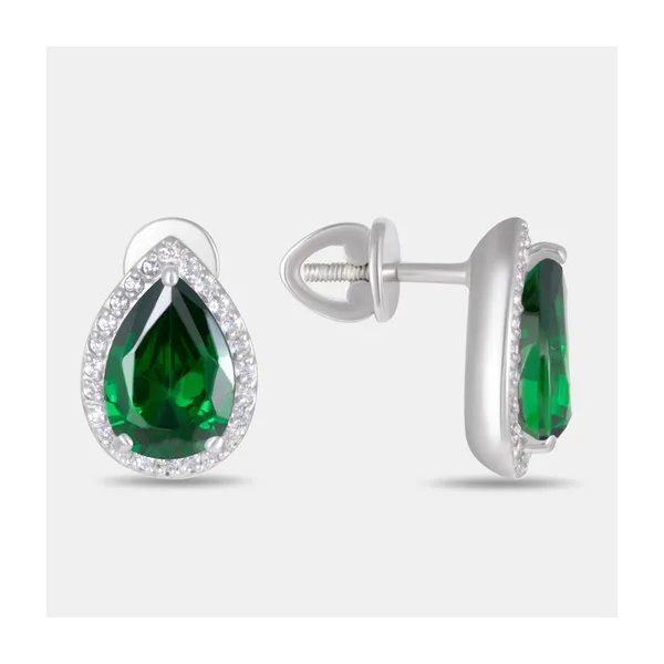 Серьги гвоздики из серебра с фианитами — арт. 000-396408