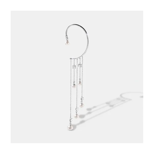 Серьги из серебра 925 пробы с искусственным жемчугом и фианитами — арт. 11222-000004