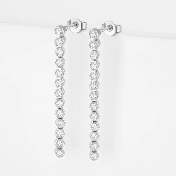 Серьги подвесные из серебра с кристаллами Swarovski — арт. 000-390996