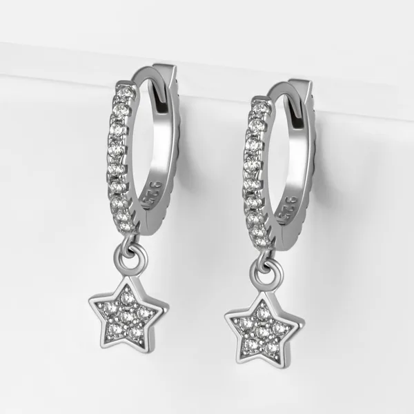 Серьги подвесные из серебра с фианитами — арт. 000-388568