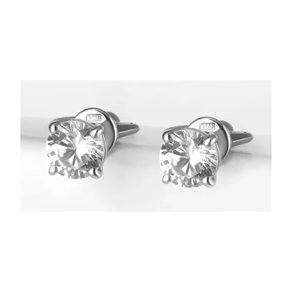 Серьги гвоздики из серебра с фианитами — арт. 000-383928