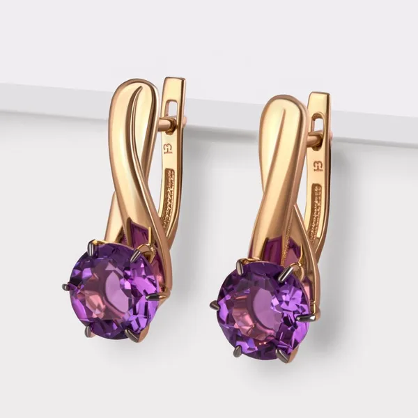Серьги из красного золота с аметистами — арт. 000-386191