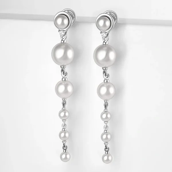 Серьги гвоздики из серебра с жемчугом и фианитами — арт. 000-370929