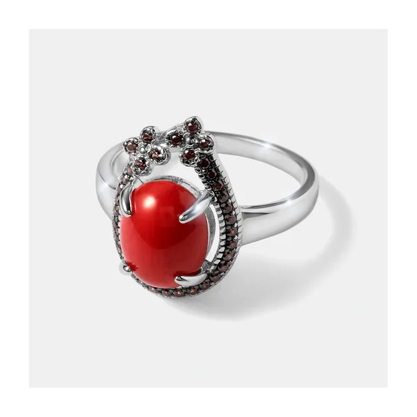 Серебряное кольцо с кораллом — арт. 10322-005388