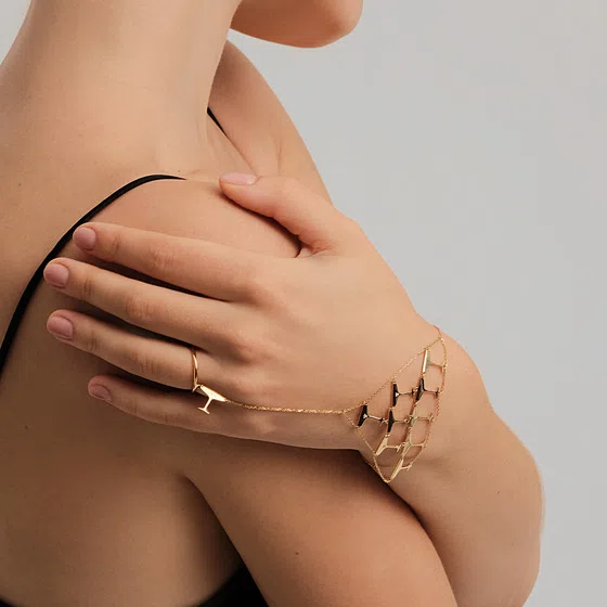 Покрытый лимонным золотом серебряный браслет-слейв Sparkling LUTA Jewelry Poison Drop — модель uw3nu4e — фото 4