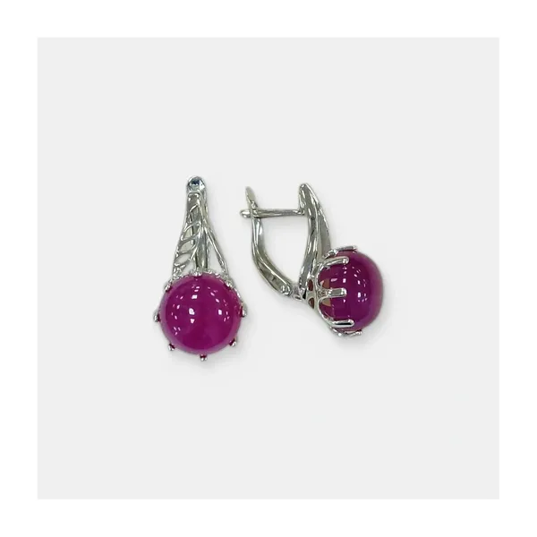 Серебряные серьги с малиновыми жадеитами — арт. 10522-006085