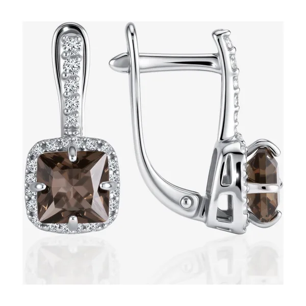 Серьги из серебра с раухтопазами и фианитами — арт. 000-403383