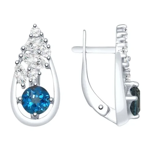 Серьги из серебра с топазами и фианитами — арт. 000-355047