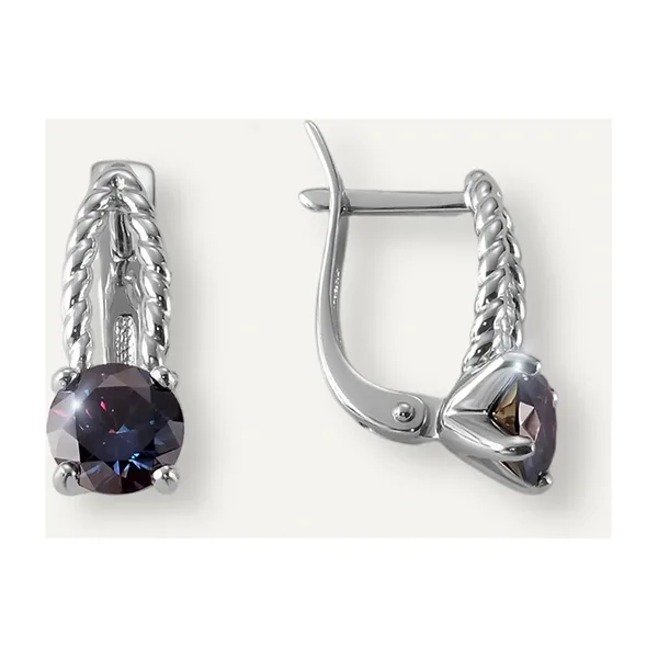 Серебряные серьги с фиолетовыми муассанитами — арт. 10523-000343