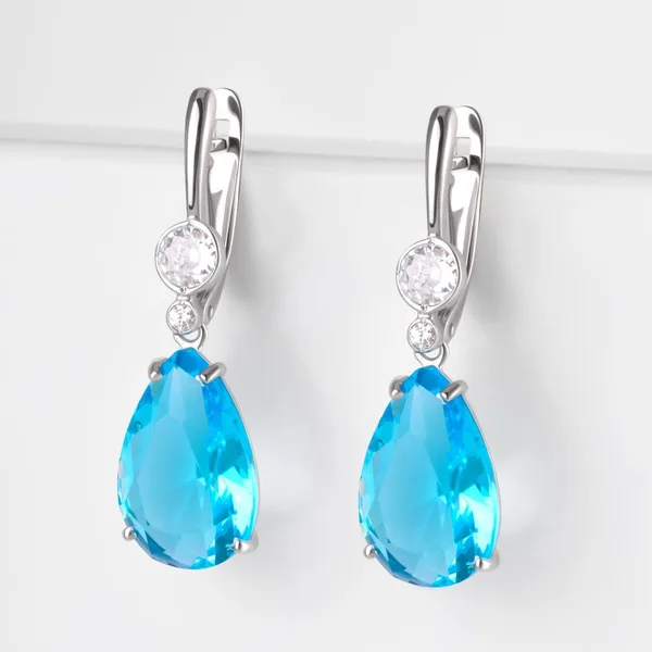 Серьги из серебра 925 пробы с синтетическими камнями и кварцем — арт. 000-381594