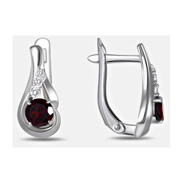 Серьги из серебра с гранатами и фианитами — арт. 000-397919