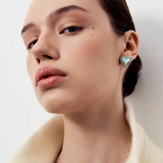 Серьги-сердца с зелеными кристаллами Herald Percy Poison Drop — модель i1gjqbw — фото 2
