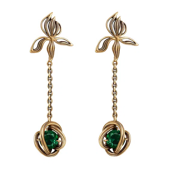 Серьги с зелеными фианитами CORDA Fiore di Firenze Poison Drop — модель x09pqcz — фото 3