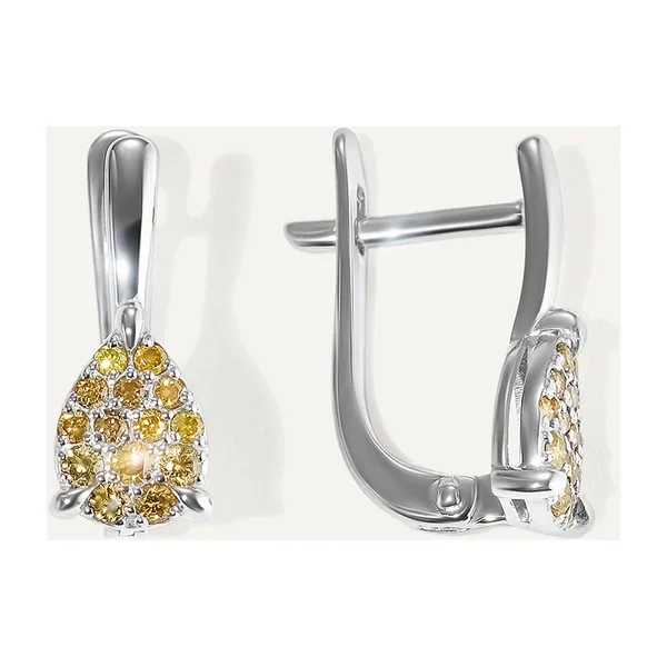 Серьги из белого золота с желтыми бриллиантами — арт. 10511-000972