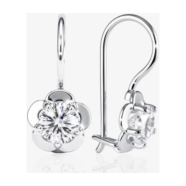 Серьги из серебра с фианитами — арт. 000-400376