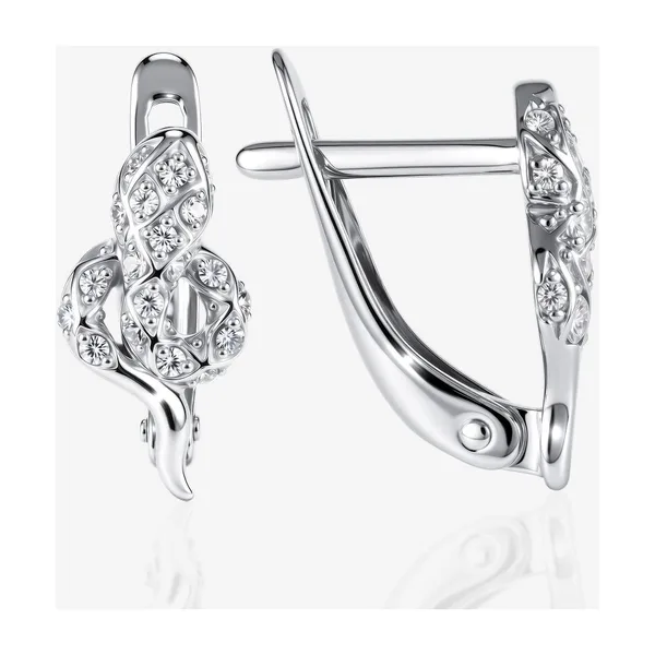 Серьги из серебра с фианитами — арт. 000-400281