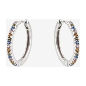 Серьги-кольца из серебра с дорожками из фианитов — модель sxqirvp