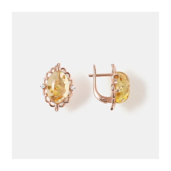 Серебряные серьги с янтарем — арт. 10522-005253