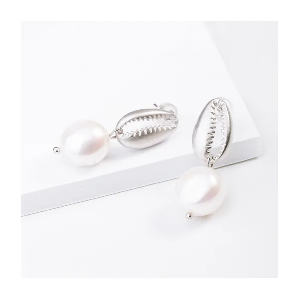 Серьги гвоздики из серебра с жемчугом — арт. 000-350413
