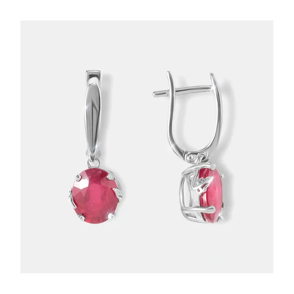 Серебряные серьги с рубинами — арт. 10521-001346