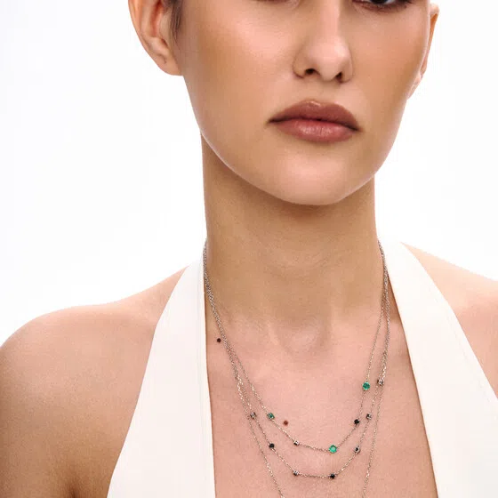 Колье из белого золота с облагороженными бриллиантами и изумрудами COBRA JEWELRY Poison Drop — модель 7zcm1n3 — фото 2