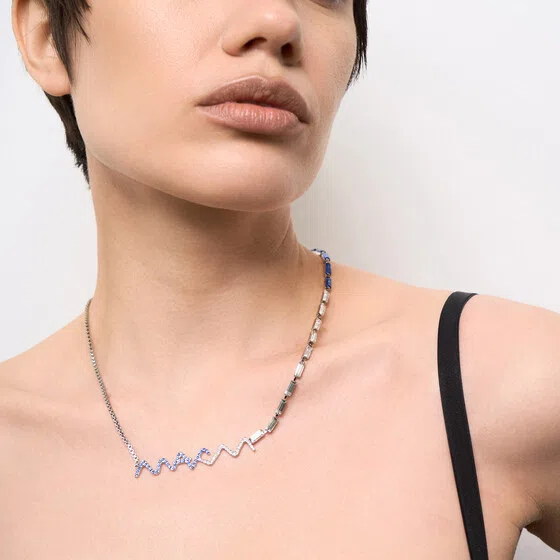Колье «Серебристая цепочка marni с кристаллами» Poison Drop — модель wdm9apf — фото 2