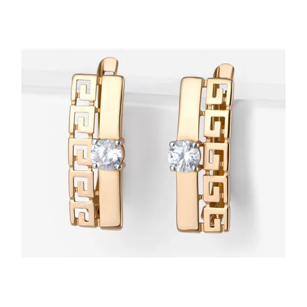 Серьги из красного золота с фианитами — арт. 000-372079