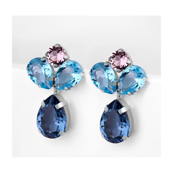 Серьги гвоздики из серебра с кристаллами Swarovski — арт. 000-390326
