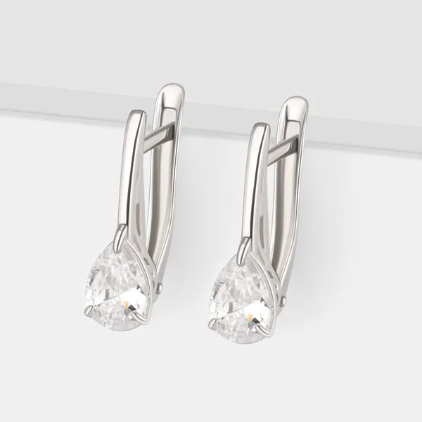 Серьги из серебра с фианитами — арт. 000-385908