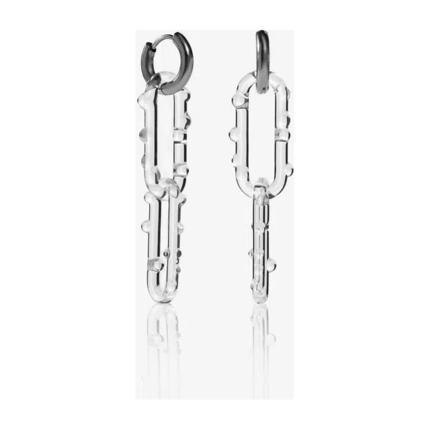Прозрачные серьги из боросиликатного стекла «ThinLink Lensed Earrings» 78glass Poison Drop — модель avbpi7b — фото 3
