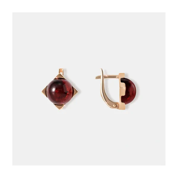 Серебряные серьги с янтарем — арт. 10522-006388