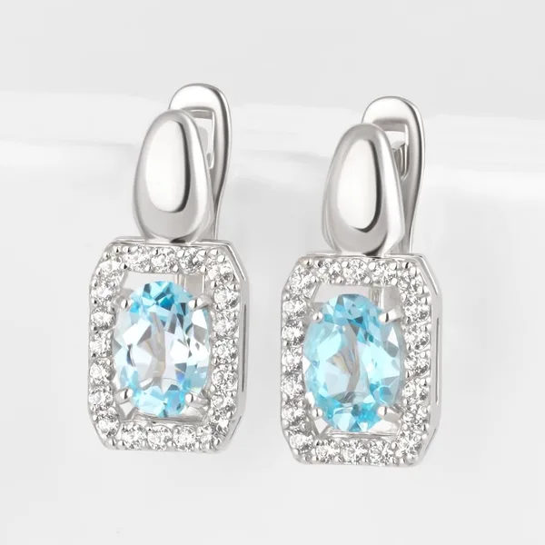 Серьги из серебра с топазами и фианитами — арт. 000-382890