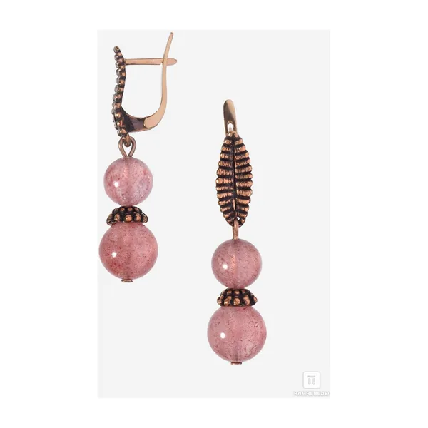 Серьги с кварцем гематитовым — арт. 33904