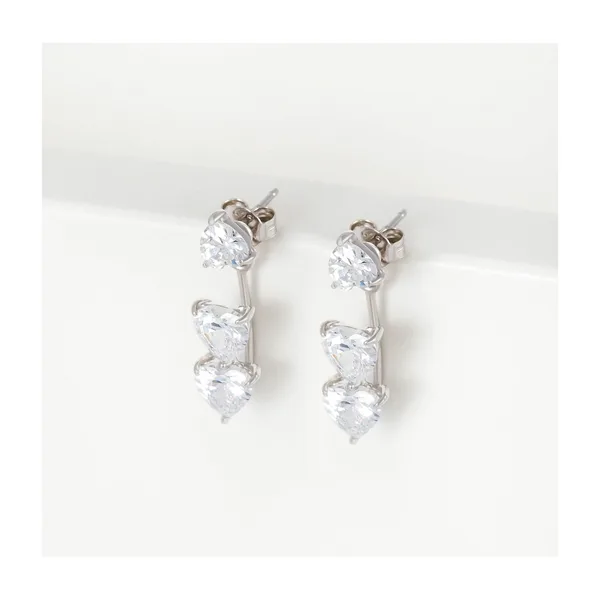 Серьги гвоздики из серебра с фианитами — арт. 000-341873