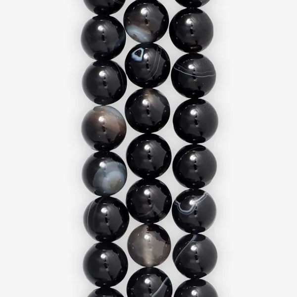 Бусины из агата чёрного (чёрного оникса), 37-39 шт. на н