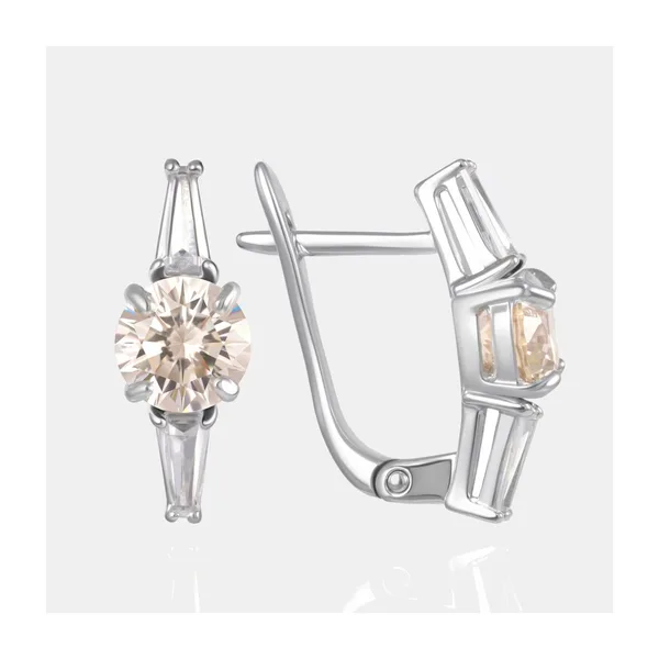 Серьги из серебра с фианитами — арт. 000-401110