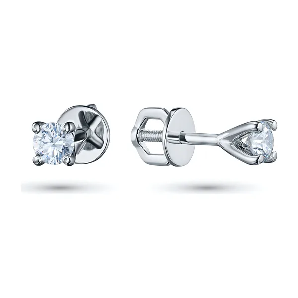 Пусеты из белого золота с синтетическими алмазами