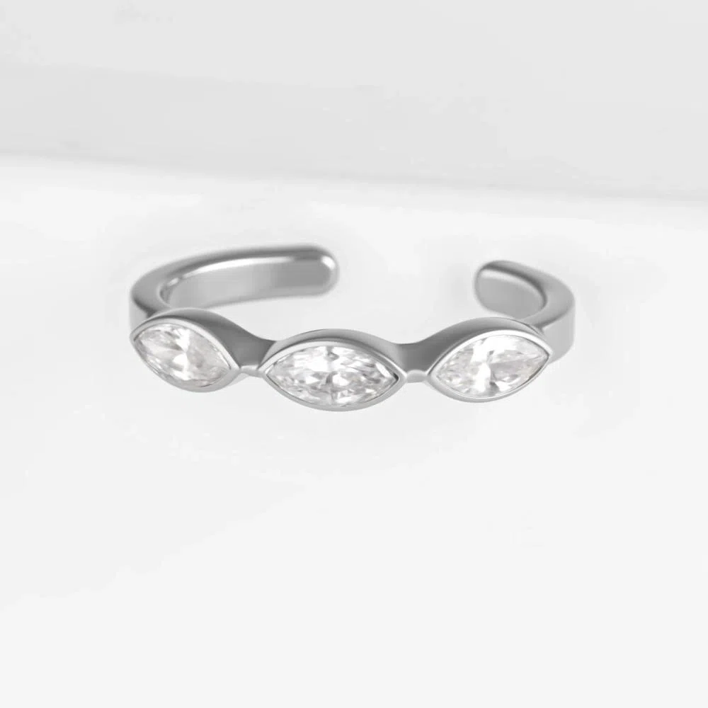 Серьги полупара из серебра с фианитами