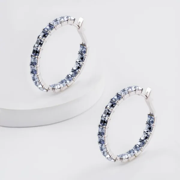 Серьги конго из серебра с кристаллами swarovski — арт. 000-368558