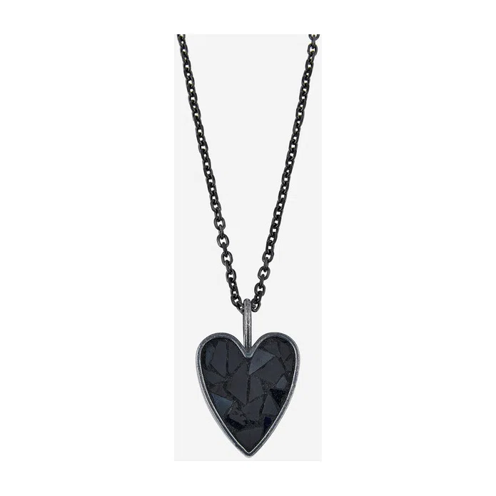 Кулон черное мозаичное сердце POISONED HEARTS Poison Drop — модель gmht8y9
